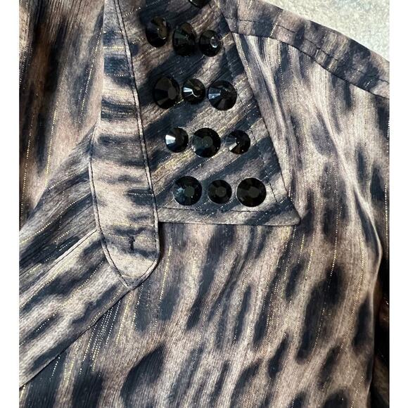 Michael Kors sheer animal print, button down, blouse, women's size XL - Picture 5 of 8
